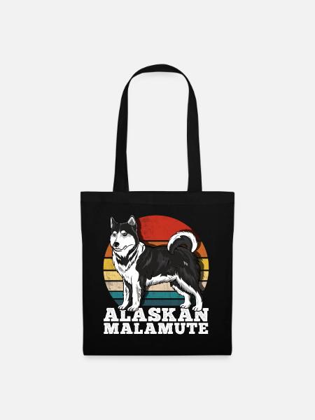Alaskan Malamute Hundeliebhaber Retro - Stoffbeutel - Schwarz