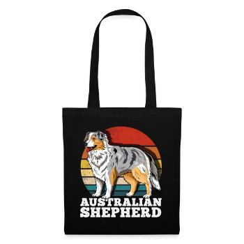 Australian Shepherd Aussie Retro - Stoffbeutel - Schwarz - Vorne