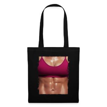 Fake muscle woman fitness female body - Tote Bag - black - Front