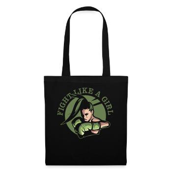 Fight Like A Girl Boxerin Boxen Punch Martial Arts - Stoffbeutel - Schwarz - Vorne