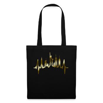 New York Skyline Heartbeat Heart Pulse États-Unis Or - Sac en tissu - noir - Devant