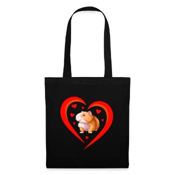 Heart with cute hamster - Tote Bag - black - Front