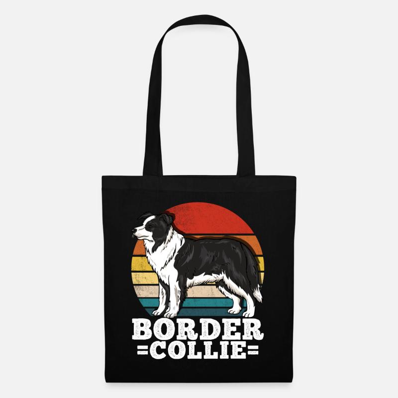 Border Collie Rétro - Sac en tissu - noir