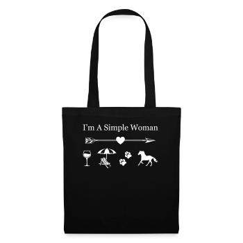 I'm A Simple Woman Love Wine Flip Flops Dogs Horse - Tote Bag - black - Front