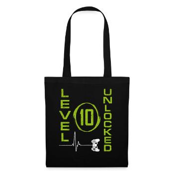 10 ans Gamer Boy niveau 10 débloqué 10e Birt - Sac en tissu - noir - Devant