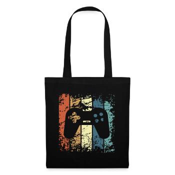 Cadeau vintage rétro de contrôleur de console de jeu - Sac en tissu - noir - Devant