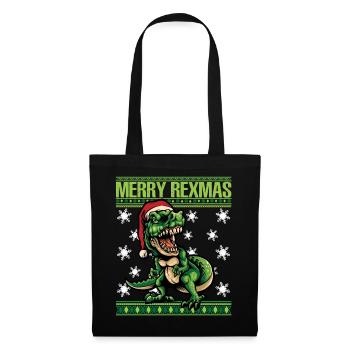 Merry Rexmas - Ugly Christmas Xmas T-Rex Design - Tote Bag - black - Front