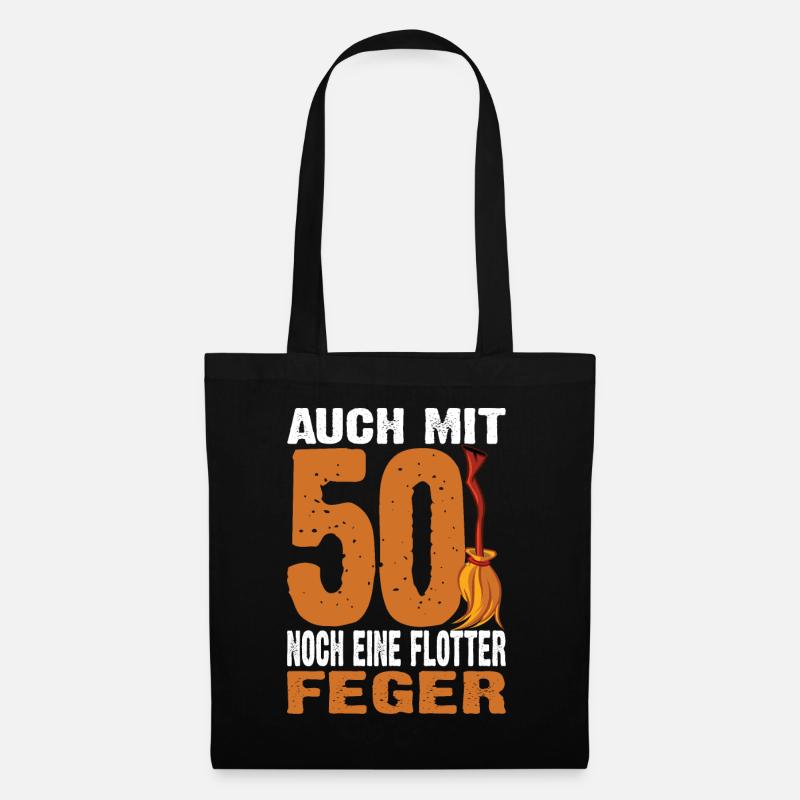 Auch Mit 50 Noch Ein Flotter Feger 50. Geburtstag - Stoffbeutel - Schwarz