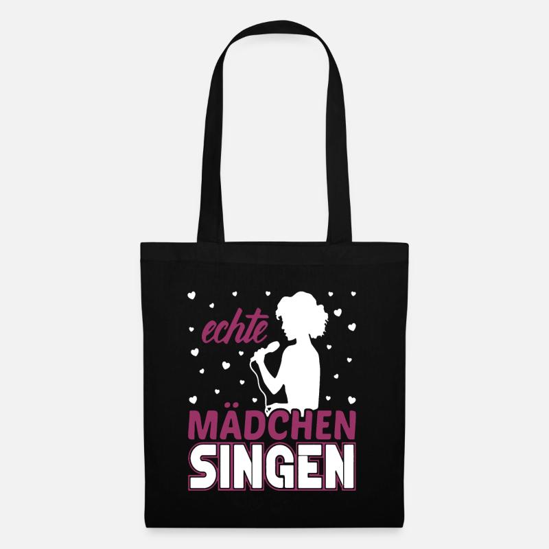 Echte Mädchen singen Sängerin Singen Hobby - Stoffbeutel - Schwarz