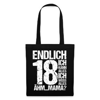 Endlich 18. Geburtstag Ich Kann Alles 18 Jahre - Stoffbeutel - Schwarz - Vorne