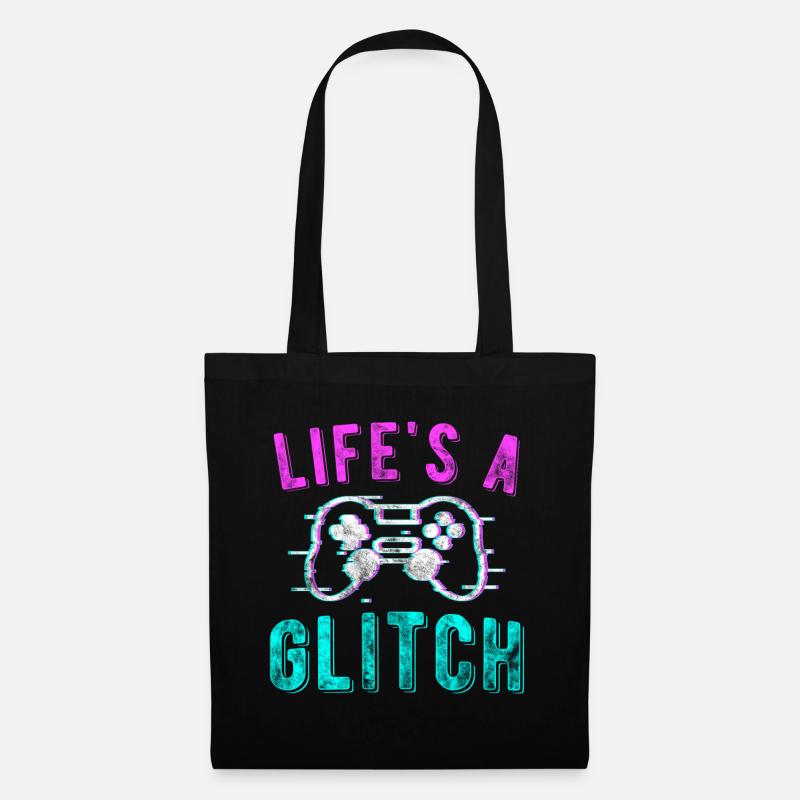 Life's A Glitch Vaporwave Meme Gamer Geschenk - Stoffbeutel - Schwarz