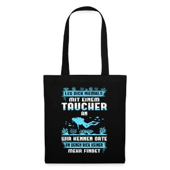 Tauchen Taucherin Taucher Spruch Geschenkidee - Stoffbeutel - Schwarz - Vorne