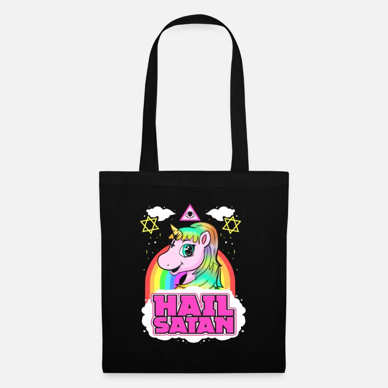 Hail Satan Einhorn - Death Metal Regenbogen Design - Stoffbeutel - Schwarz