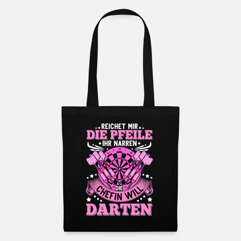 Dart Pfeil Darts Dartboard Dartspielerin Geschenk - Stoffbeutel - Schwarz