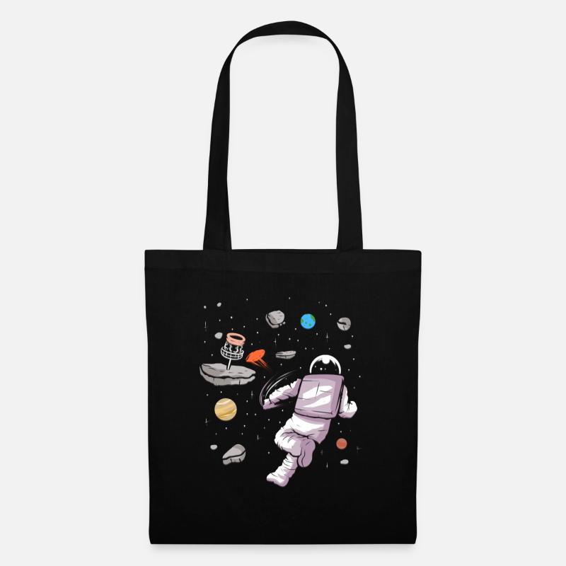 Disc Golf Astronaut im Weltall Disk Golfer Design - Stoffbeutel - Schwarz