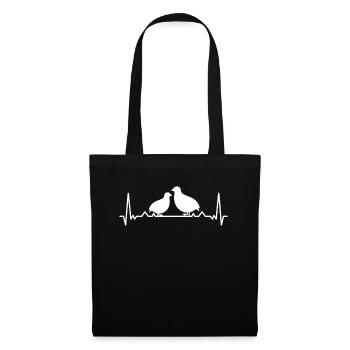 Caille oiseau caille cadeau de battement de coeur ECG - Sac en tissu - noir - Devant