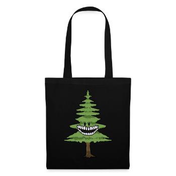 Arbre arbre arbre arbre forêt nature amusant sapin - Sac en tissu - noir - Devant