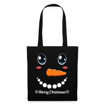 Cute snowman face with Merry Christmas - Tote Bag - black - Front