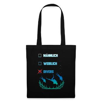 Lustiges Taucher Design - Männlich Weiblich Divers - Stoffbeutel - Schwarz - Vorne
