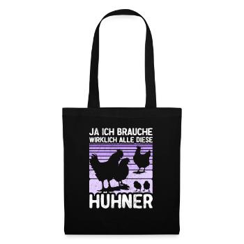 Hühner Huhn Hühnerstall Henne Geflügel Geschenk - Stoffbeutel - Schwarz - Vorne