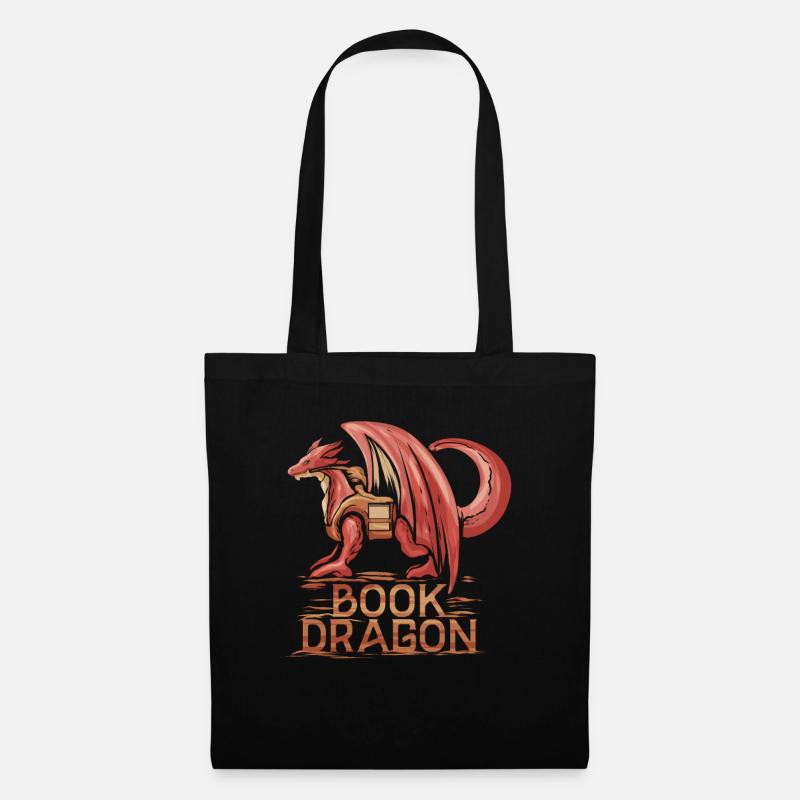 Book Dragon not a Worm - Bücher Drache Adventure - Stoffbeutel - Schwarz