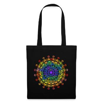 Mandala spirituel avec ornements indiens - Sac en tissu - noir - Devant