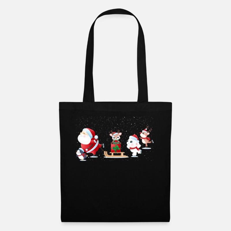 Süßes Rentier Weihnachtsmann Eisbär Pinguin Outfit - Stoffbeutel - Schwarz