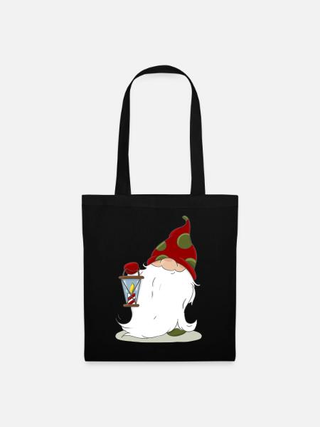 Weihnachten nordische Elf Wichtel Zwerg Laterne - Stoffbeutel - Schwarz