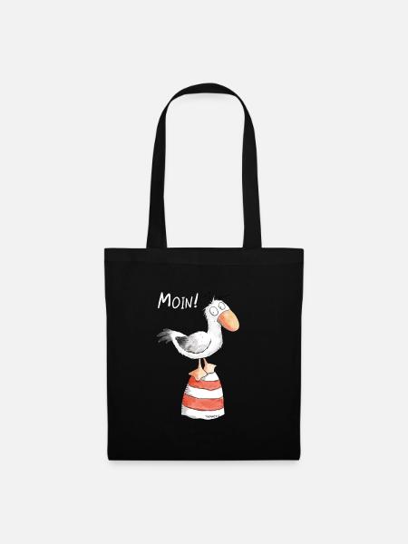Moin Möwe I Nordsee Urlaub Geschenk - Stoffbeutel - Schwarz