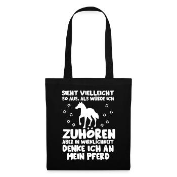 Lustiges Pferde Shirt - Stoffbeutel - Schwarz - Vorne