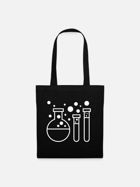 Chemie-Gläser Trio: Becher & Röhren - Stoffbeutel - Schwarz