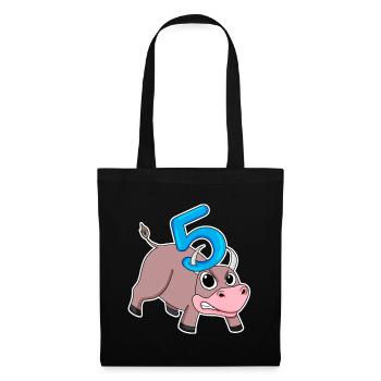Taureau taureau d'anniversaire pour enfants de 5 ans - Sac en tissu - noir - Devant