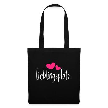 Lieblingsplatz Kissen mit Herz Geschenk - Stoffbeutel - Schwarz - Vorne