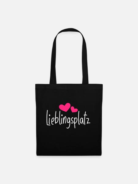 Lieblingsplatz Kissen mit Herz Geschenk - Stoffbeutel - Schwarz