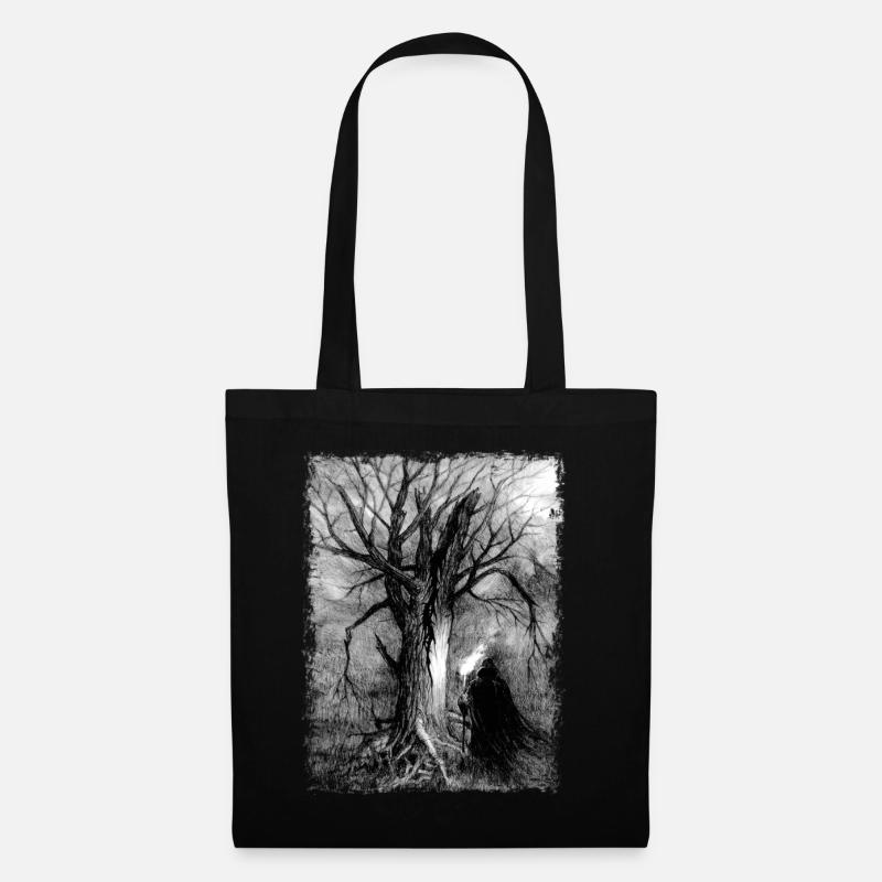 Der Schatten des Wanderers an einem toten Baum - Stoffbeutel - Schwarz