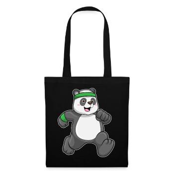 Panda Jogger Joggen Sport - Stoffbeutel - Schwarz - Vorne