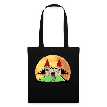 Mittelalter Schloss Burg Festung Natur Fantasy - Stoffbeutel - Schwarz - Vorne