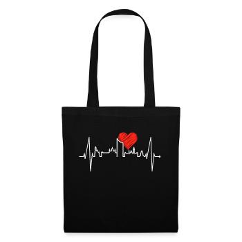 Leipzig Skyline Heartbeat Leipzig Heart Leibzsch - Sac en tissu - noir - Devant