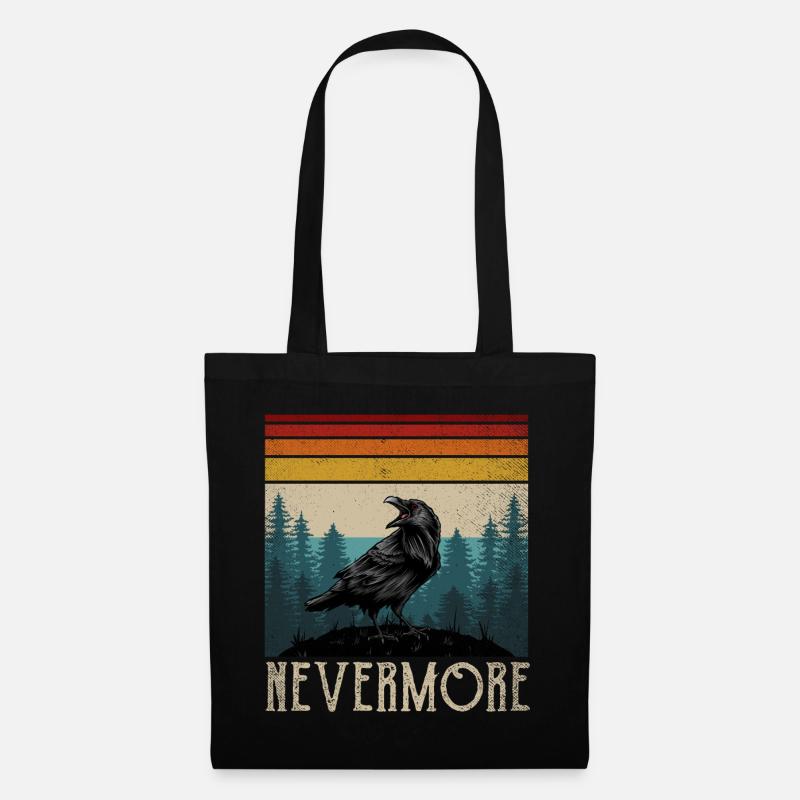 Nevermore Edgar Allan Poe Nimmermehr Rabe Geschenk - Stoffbeutel - Schwarz