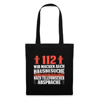 112 Hausbesuche - Feuerwehr Feuerwehrmann - Stoffbeutel - Schwarz - Vorne