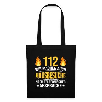 112 Hausbesuche - Feuerwehr Feuerwehrmann - Stoffbeutel - Schwarz - Vorne