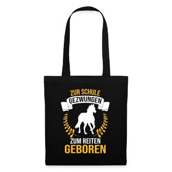 Pferd Teenager Schule - Geschenk, Geschenkidee - Stoffbeutel - Schwarz - Vorne