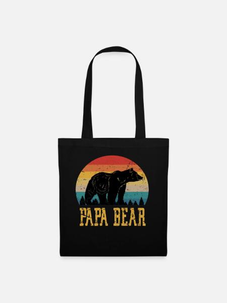 Papa Bear proud Daddy fier père camping retro - Sac en tissu - noir