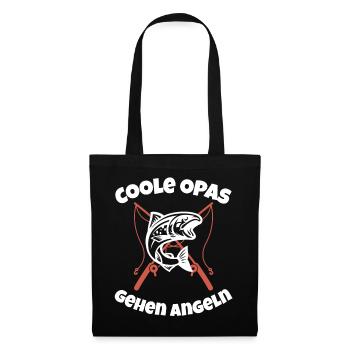 Coole Opas gehen angeln Angler Opa Angelrute Fisch - Stoffbeutel - Schwarz - Vorne