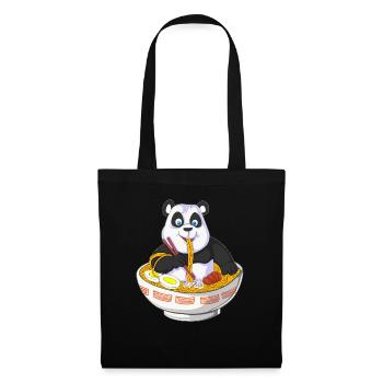 Anime Panda essen Ramen - Stoffbeutel - Schwarz - Vorne