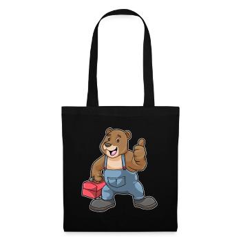 Bär Handwerker Werkzeugkasten Handwerk - Stoffbeutel - Schwarz - Vorne