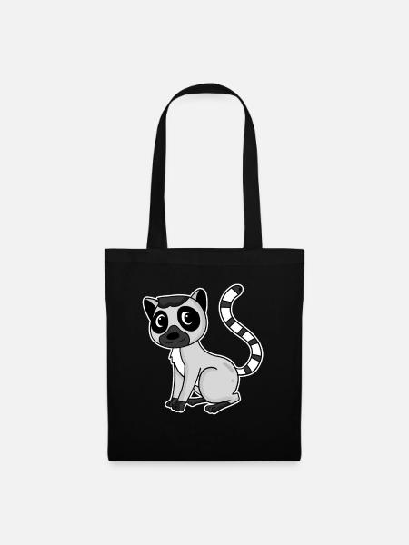 Lemur Primat Geschenk - Stoffbeutel - Schwarz
