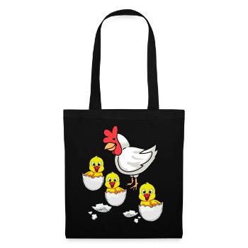 Coquille d’œuf Chick Poulet Poulets Oeuf de Pâques - Sac en tissu - noir - Devant