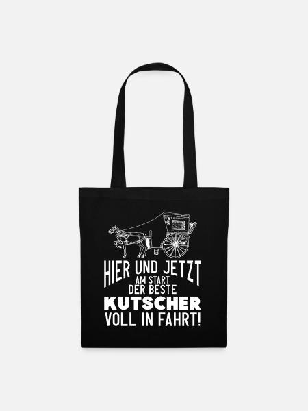 Pferd Kutscher Reiter Geburtstag Weihnachten Idee - Stoffbeutel - Schwarz
