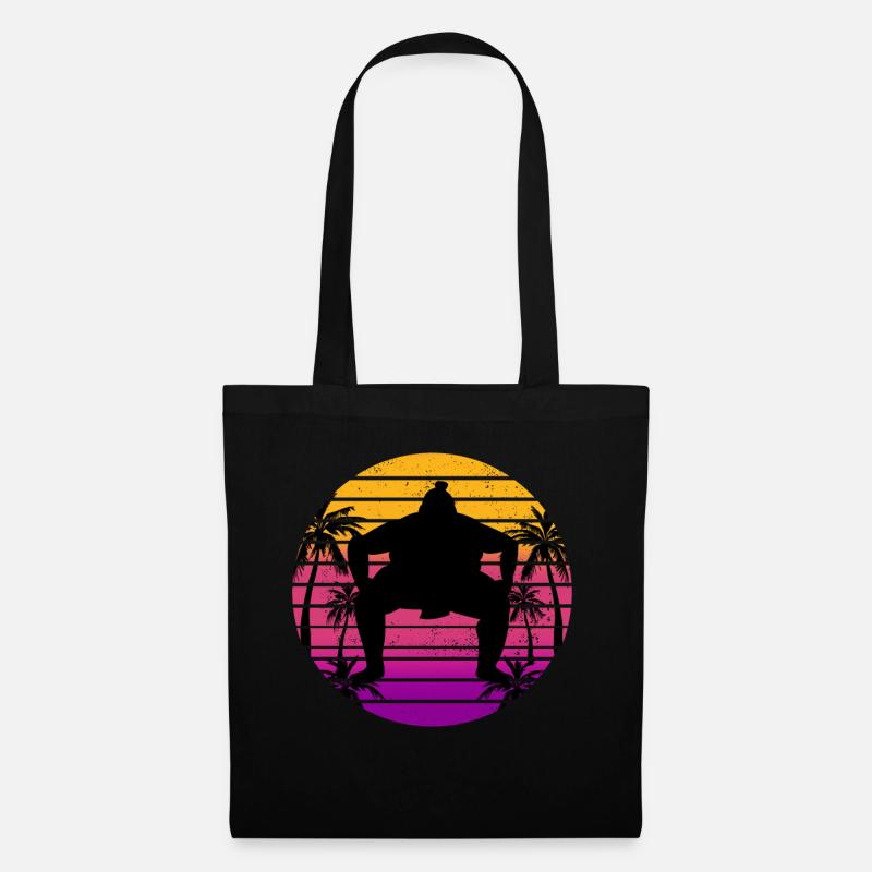Sumo Ringer Wrestler Retro Sunset Geschenk - Stoffbeutel - Schwarz